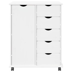 Cabinet roulant Blanc 63,5 x 39 x 79 cm Bois de Pin Massif 632714632714