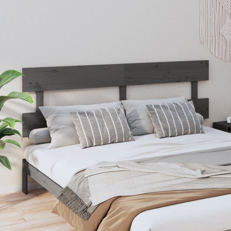 Tête de lit Gris 204x3x81 cm Bois massif de pin 632726632726