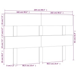 Tête de lit Gris 204x3x81 cm Bois massif de pin 632726632726