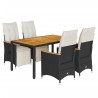 Ensemble de bistro de jardin 5 pcs coussins noir poly rotin 632731632731