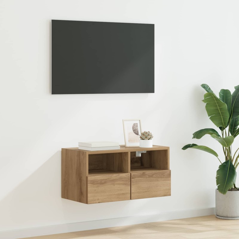Meuble TV mural 60 x 30 x 30 cm Chêne artisanal 632741632741