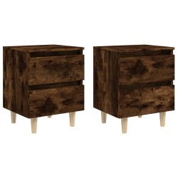 Tables de chevet et pieds en bois 2 pcs Chêne fumé 40x35x50 cm 632746632746