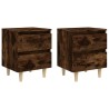 Tables de chevet et pieds en bois 2 pcs Chêne fumé 40x35x50 cm 632746632746