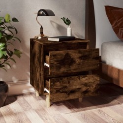 Tables de chevet et pieds en bois 2 pcs Chêne fumé 40x35x50 cm 632746632746