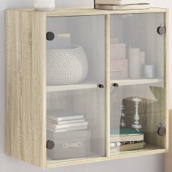 Armoire murale avec portes en verre chêne sonoma 68x37x68,5 cm 632753632753