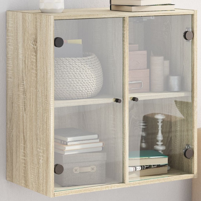 Armoire murale avec portes en verre chêne sonoma 68x37x68,5 cm 632753632753