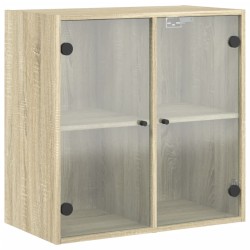 Armoire murale avec portes en verre chêne sonoma 68x37x68,5 cm 632753632753