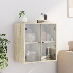 Armoire murale avec portes en verre chêne sonoma 68x37x68,5 cm 632753632753