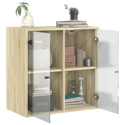 Armoire murale avec portes en verre chêne sonoma 68x37x68,5 cm 632753632753
