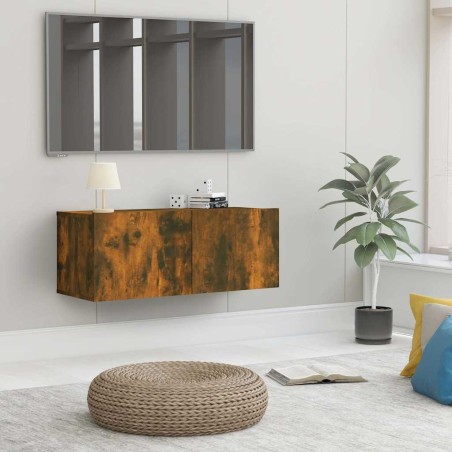 Meuble TV chêne fumé 80x30x30 cm bois d'ingénierie 632829632829