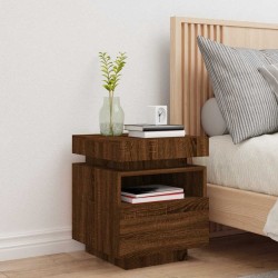 Armoire de chevet avec lumières LED chêne marron 40x39x48,5 cm 632843632843