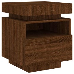 Armoire de chevet avec lumières LED chêne marron 40x39x48,5 cm 632843632843