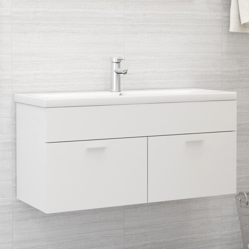 Armoire d'évier avec lavabo intégré Blanc Aggloméré 632849632849