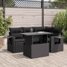 Salon de jardin 5 pcs avec coussins noir résine tressée 632865632865