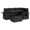 Salon de jardin 5 pcs avec coussins noir résine tressée 632865632865
