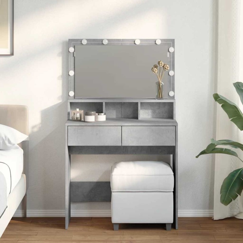 Coiffeuse avec LED gris béton 80x41x134,5 cm 632907632907