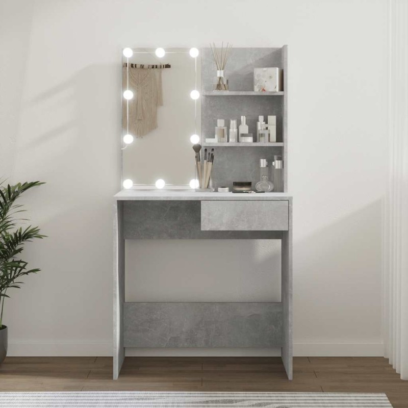 Coiffeuse avec LED Gris béton 74,5x40x141 cm 632911632911