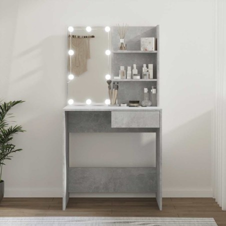 Coiffeuse avec LED Gris béton 74,5x40x141 cm 632911632911