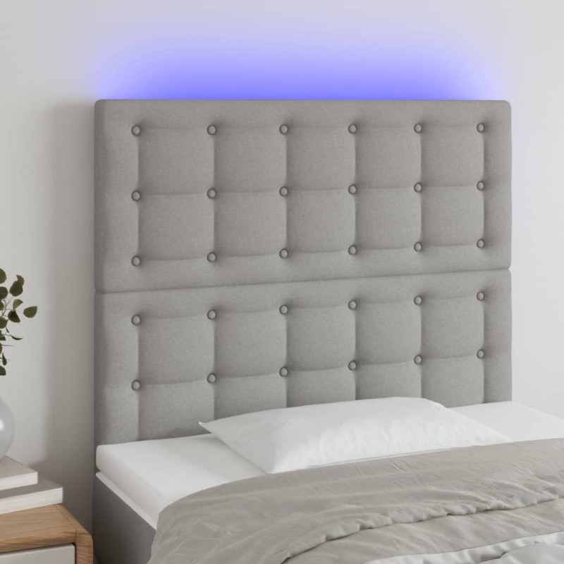 Tête de lit à LED Gris clair 100x5x118/128 cm Tissu 632917632917