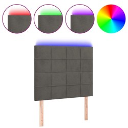 Tête de lit à LED Gris foncé 100x5x118/128 cm Velours 632919632919