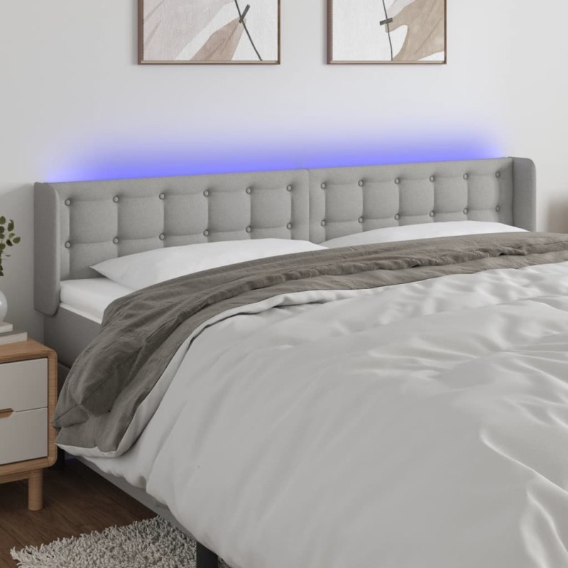 Tête de lit à LED Gris clair 203x16x78/88 cm Tissu 632923632923