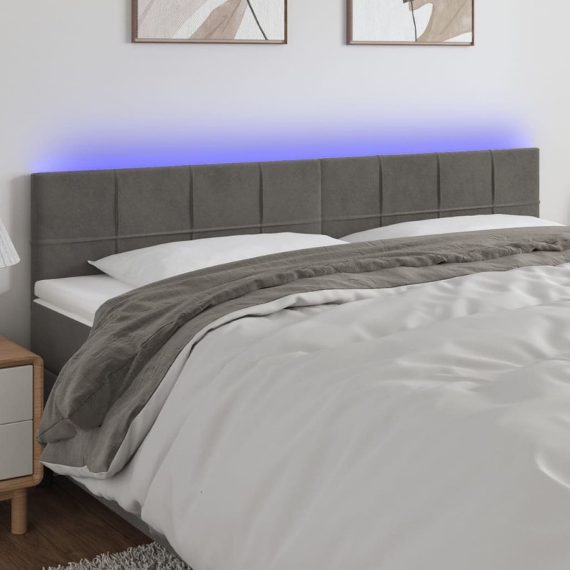 Tête de lit à LED Gris foncé 200x5x78/88 cm Velours 632924632924
