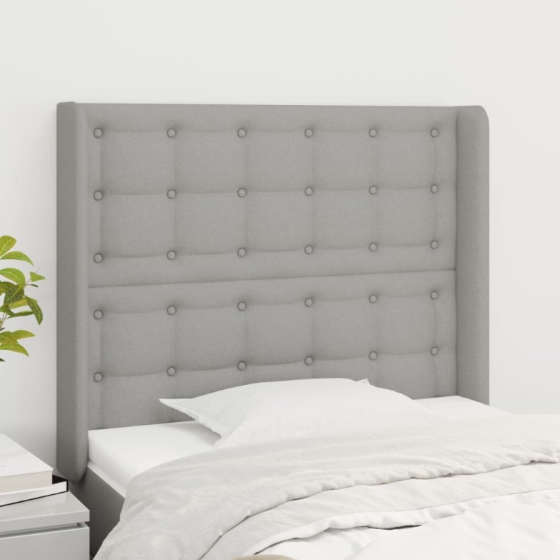 Tête de lit avec oreilles Gris clair 103x16x118/128 cm Tissu 632927632927