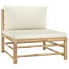 Salon de jardin 5 pcs avec coussins blanc crème bambou 632929632929