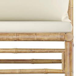 Salon de jardin 5 pcs avec coussins blanc crème bambou 632929632929