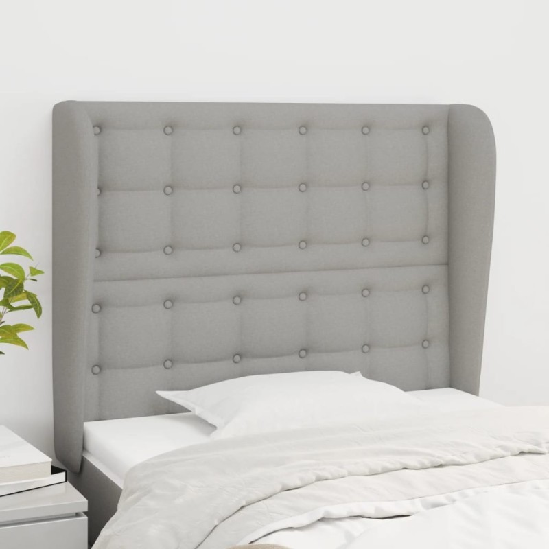 Tête de lit avec oreilles Gris clair 103x23x118/128 cm Tissu 632938632938