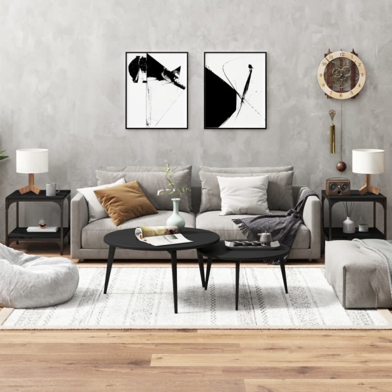 Tables d'appoint 2 pcs Noir 40x40x40 cm Bois d'ingénierie 632945632945