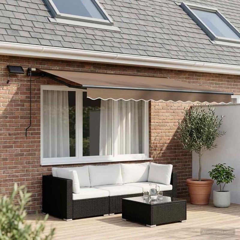 Auvent rétractable Taupe 300 x 250 cm Tissu et Aluminium 632957632957