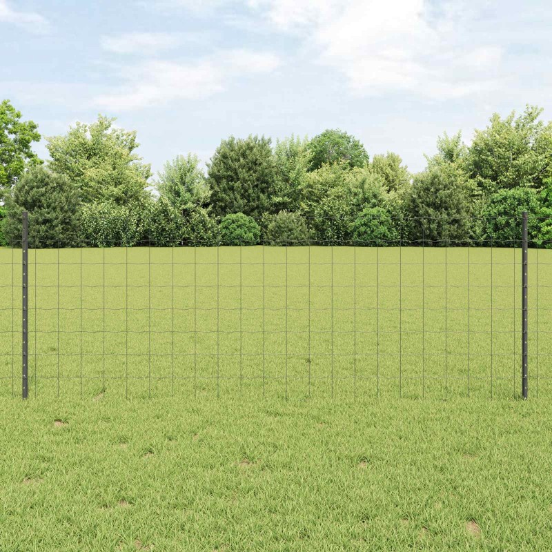 Clôture Euro avec poteau 25 x 0,8 m Acier recouvert de PVC Gris 632961632961