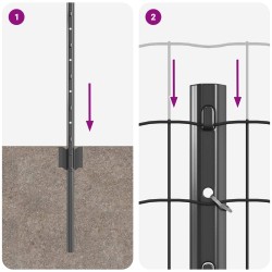 Clôture Euro avec poteau 25 x 0,8 m Acier recouvert de PVC Gris 632961632961