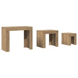 Tables basses gigognes 3 pcs chêne artisanal bois d'ingénierie 632971632971
