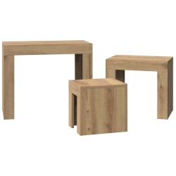Tables basses gigognes 3 pcs chêne artisanal bois d'ingénierie 632971632971