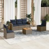 Ensemble de canapé de jardin 6 pcs avec coussins gris résine tressée 632977632977