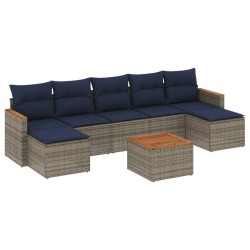 Ensemble de canapé de jardin 8 pcs avec coussins gris résine tressée 632979632979