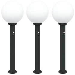 Bornes lumineuses avec détecteur lot de 3 80 cm noir IP44 632981632981