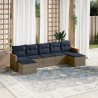 Ensemble de canapé de jardin 7 pcs avec coussins gris résine tressée 632982632982