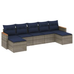 Ensemble de canapé de jardin 7 pcs avec coussins gris résine tressée 632982632982