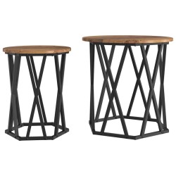 Table basse 2 pcs Bois Ancien Bois d'ingénierie et acier 632987632987