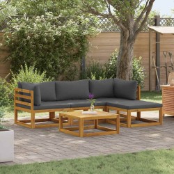 Salon de jardin 5 pcs avec coussins Bois d'acacia solide 632988632988