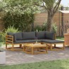 Salon de jardin 5 pcs avec coussins Bois d'acacia solide 632988632988