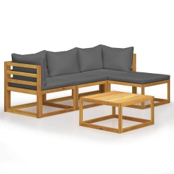 Salon de jardin 5 pcs avec coussins Bois d'acacia solide 632988632988
