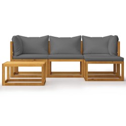 Salon de jardin 5 pcs avec coussins Bois d'acacia solide 632988632988