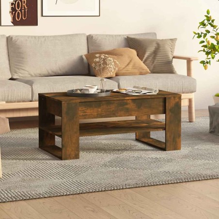 Table basse chêne fumé 102x55x45 cm bois d'ingénierie 632990632990