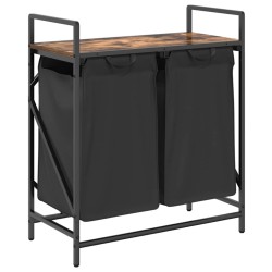 Panier à linge à 2 compartiments avec étagère chêne fumé 633010633010