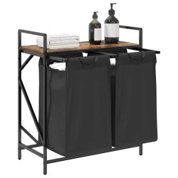 Panier à linge à 2 compartiments avec étagère chêne fumé 633010633010