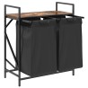 Panier à linge à 2 compartiments avec étagère chêne fumé 633010633010